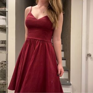 Elegant Burgundy Spaghetti Strap Dress